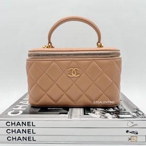 Chanel 21A Beige Rectangular Vanity Bag with Top Handle